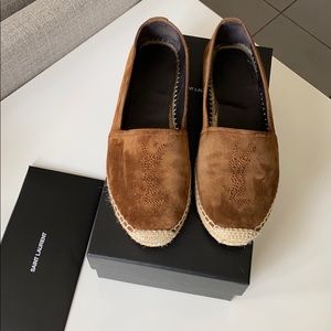 Saint Laurent YSL Brown Suede Espadrille 38 7.5